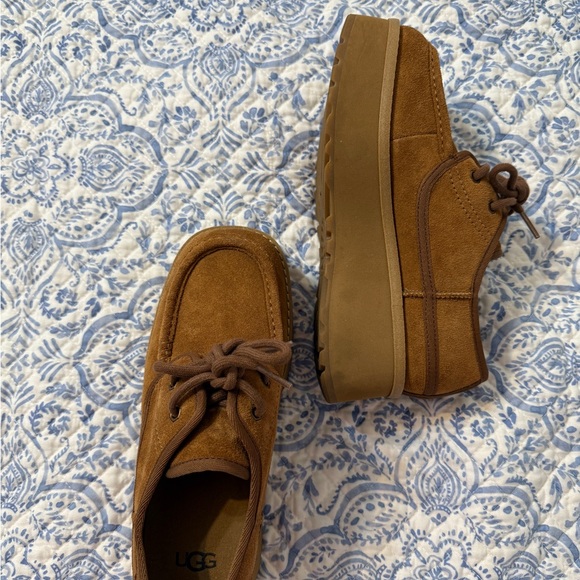 Ugg Brown Suede Women’s Platform Loafers/Mules - Picture 2 of 4